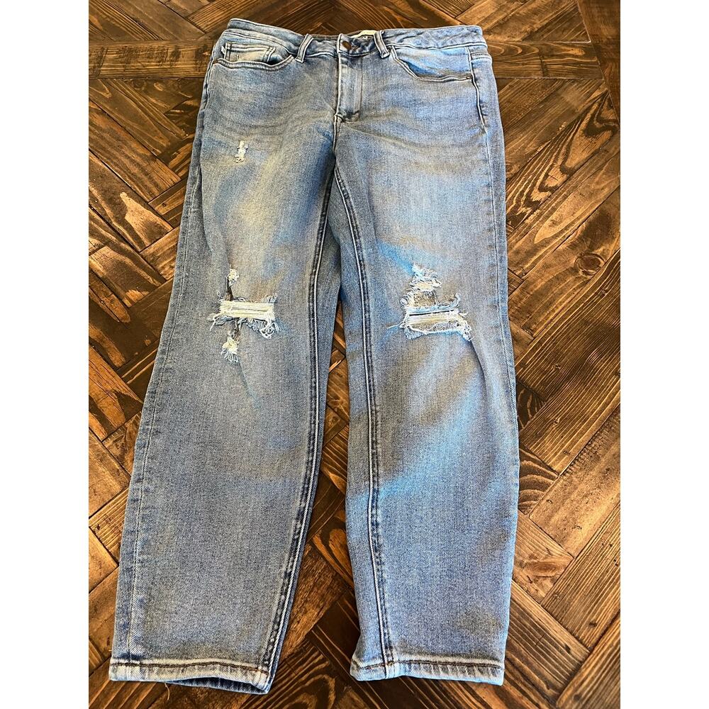 Judy Blue Skinny Jeans Women 14W Fringe Skater Grunge Thrash Preppy Distressed